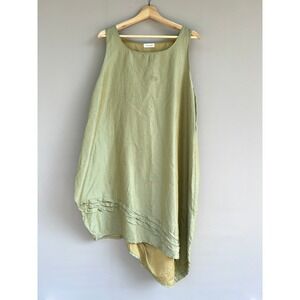 Krista‎ Larson Silk Dress One Size Green Asymmetrical Lagenlook Formal Cruise